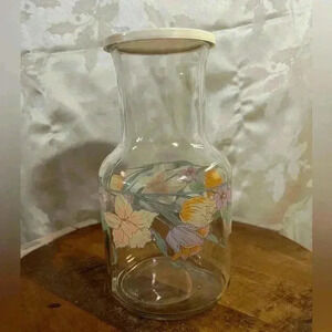 Vintage KIG Indonesia Floral Decanter with  Cover